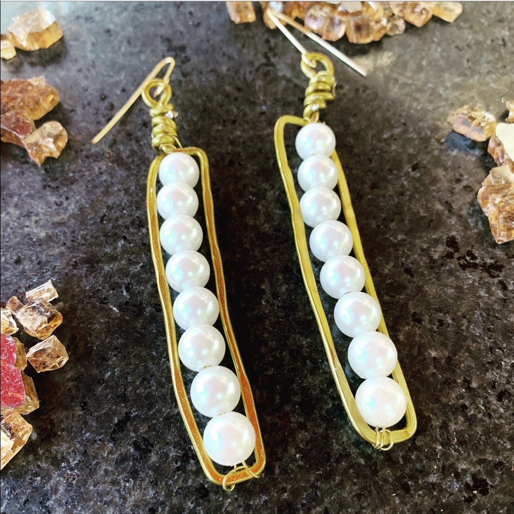 Bonnie Angela Row of Pearl Earrings